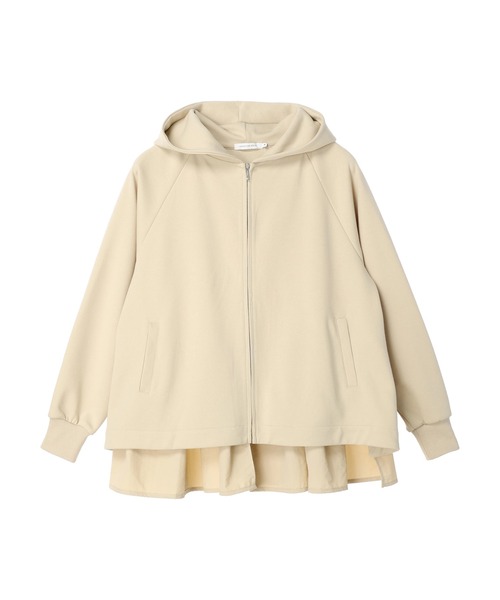 AMERICAN HOLIC（アメリカンホリック）の「異素材バックフレアパーカー（カーディガン/ボレロ・レディース・ブラック/ライトベージュ・L/M）」の4枚目の写真