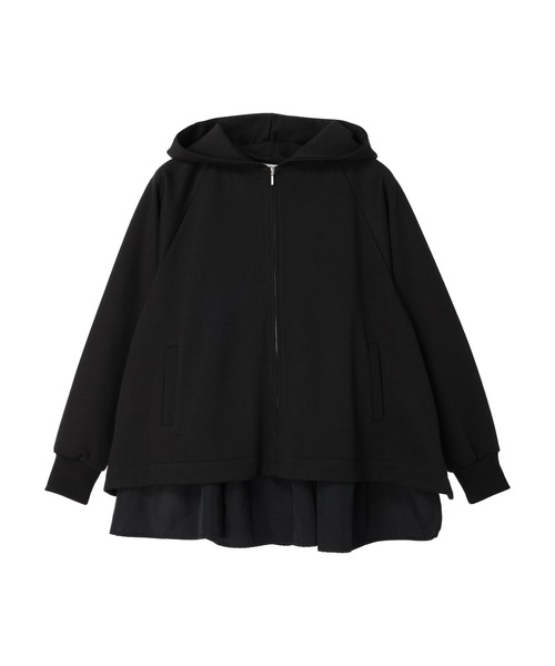 AMERICAN HOLIC（アメリカンホリック）の「異素材バックフレアパーカー（カーディガン/ボレロ・レディース・ブラック/ライトベージュ・L/M）」の14枚目の写真