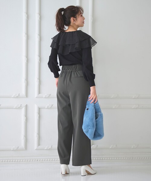 Feroux(フェルゥ)の「【洗える】ラッフルコンビ ニット(ニット/セーター・レディース・ブラック系/スカイブルー系/ダークブラウン系・F)」の17枚目の写真