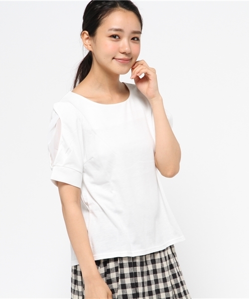 OUTLET(アウトレット)の「【Ciaopanic】ショルダーリボン付CS(Tシャツ/カットソー・レディース・グレー/ネイビー/ホワイト・FREE)」の2枚目の写真