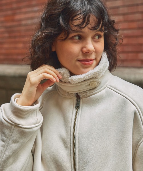 セール】ボア襟付きフェイクムートン ミリタリーブルゾン/フライト