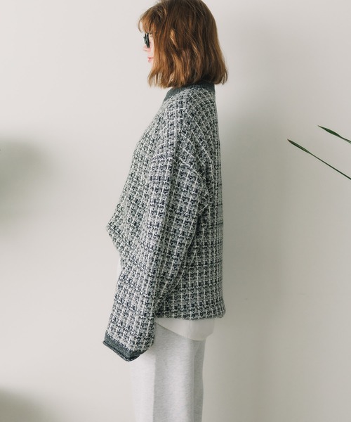 Culto(クルト)の「TWEED パターン クルーネックニット(ニット/セーター・レディース・グリーン/ブルー/ブラック・M/L)」の4枚目の写真
