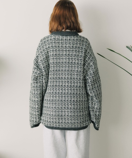 Culto(クルト)の「TWEED パターン クルーネックニット(ニット/セーター・レディース・グリーン/ブルー/ブラック・M/L)」の5枚目の写真
