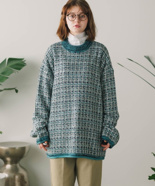 Culto(クルト)の「TWEED パターン クルーネックニット(ニット/セーター・レディース・グリーン/ブルー/ブラック・M/L)」の17枚目の写真