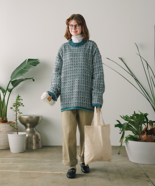 Culto(クルト)の「TWEED パターン クルーネックニット(ニット/セーター・レディース・グリーン/ブルー/ブラック・M/L)」の19枚目の写真