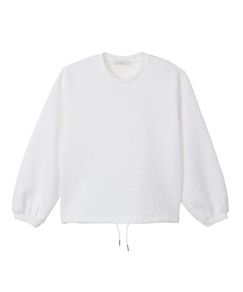 Eclat one（エクラワン）の「幾何学柄 エンボス 裾ドロスト プルオーバー（スウェット・レディース・ブラック/グレー/オフホワイト/ブルー・FREE）」の21枚目の写真