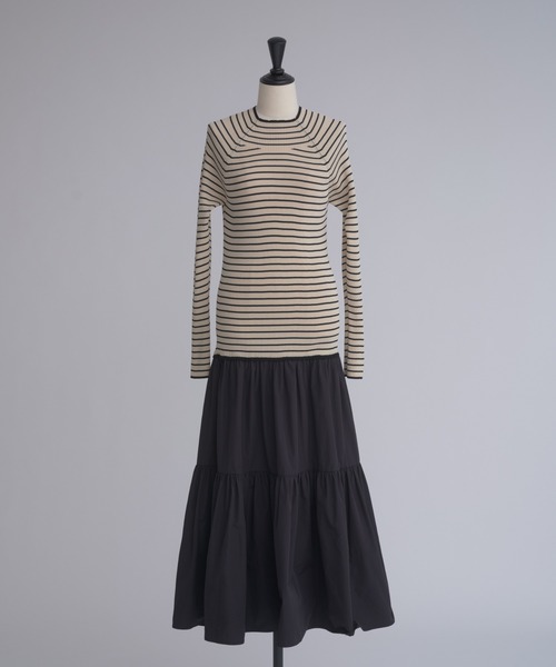 美品　ビアズリー beardsley ボーダーハイネックワンピース パラソル様beardsley ビアズリー ボーダーハイネックワンピース