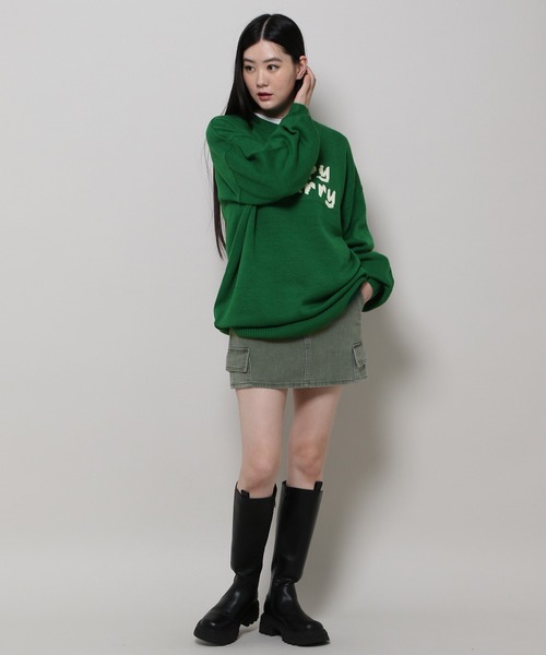 3.3 Field Trip （3.3フィールドトリップ）の「3.3 Field Trip／ロゴニットプルオーバー  2988752（ニット/セーター・レディース・ブラック/グリーン/グレー・FREE）」の11枚目の写真