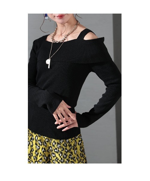 Sawa a la mode（サワアラモード）の「アシンメトリーニットトップス（ニット/セーター・レディース・グレー/ブラック・FREE）」の8枚目の写真