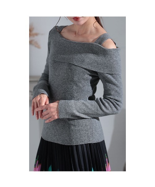 Sawa a la mode（サワアラモード）の「アシンメトリーニットトップス（ニット/セーター・レディース・グレー/ブラック・FREE）」の14枚目の写真