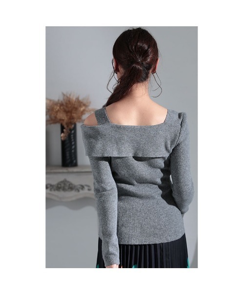 Sawa a la mode（サワアラモード）の「アシンメトリーニットトップス（ニット/セーター・レディース・グレー/ブラック・FREE）」の16枚目の写真