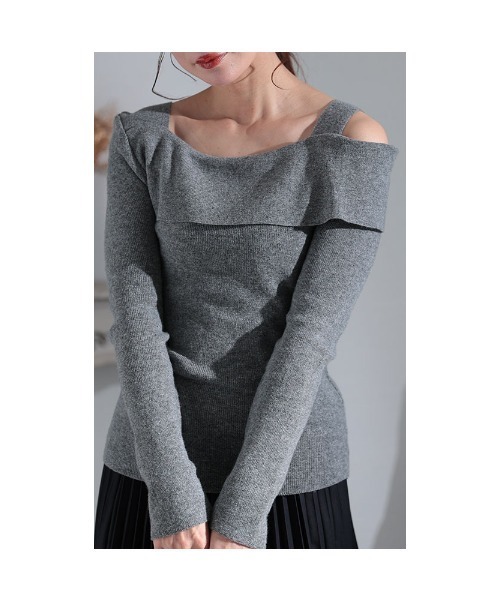 Sawa a la mode（サワアラモード）の「アシンメトリーニットトップス（ニット/セーター・レディース・グレー/ブラック・FREE）」の19枚目の写真