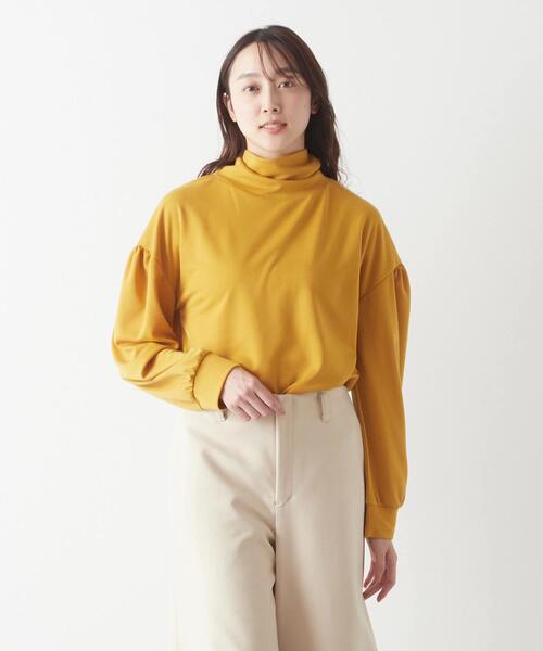 MELROSE claire(メルローズ クレール)の「【低めタートルネック♪サロペットやジャンスカのインにも使える一枚着プルオーバー】(Tシャツ/カットソー・レディース・オフホワイト/ブラック/グリーン/マスタード・FREE)」の1枚目の写真