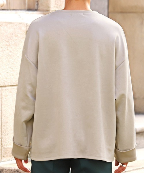LUXSTYLE（ラグスタイル）の「スエードポンチ切替ロンT（Tシャツ/カットソー・メンズ・ダークグレー/グレイッシュベージュ・L/M）」の3枚目の写真