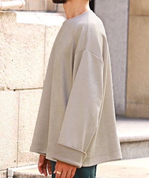 LUXSTYLE（ラグスタイル）の「スエードポンチ切替ロンT（Tシャツ/カットソー・メンズ・ダークグレー/グレイッシュベージュ・L/M）」の4枚目の写真