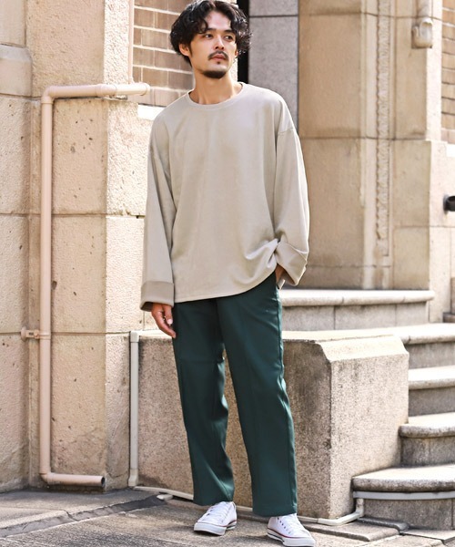LUXSTYLE（ラグスタイル）の「スエードポンチ切替ロンT（Tシャツ/カットソー・メンズ・ダークグレー/グレイッシュベージュ・L/M）」の5枚目の写真