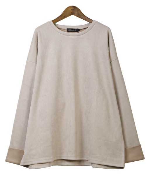 LUXSTYLE（ラグスタイル）の「スエードポンチ切替ロンT（Tシャツ/カットソー・メンズ・ダークグレー/グレイッシュベージュ・L/M）」の7枚目の写真