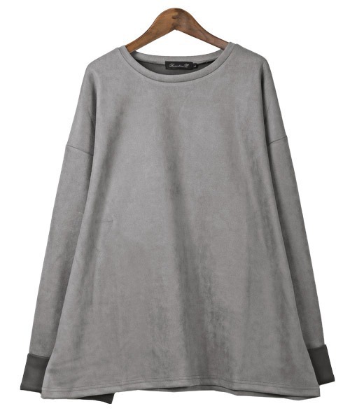 LUXSTYLE（ラグスタイル）の「スエードポンチ切替ロンT（Tシャツ/カットソー・メンズ・ダークグレー/グレイッシュベージュ・L/M）」の8枚目の写真
