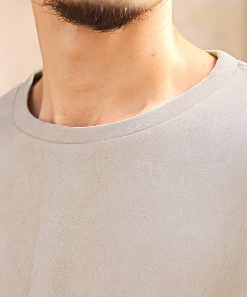 LUXSTYLE（ラグスタイル）の「スエードポンチ切替ロンT（Tシャツ/カットソー・メンズ・ダークグレー/グレイッシュベージュ・L/M）」の9枚目の写真