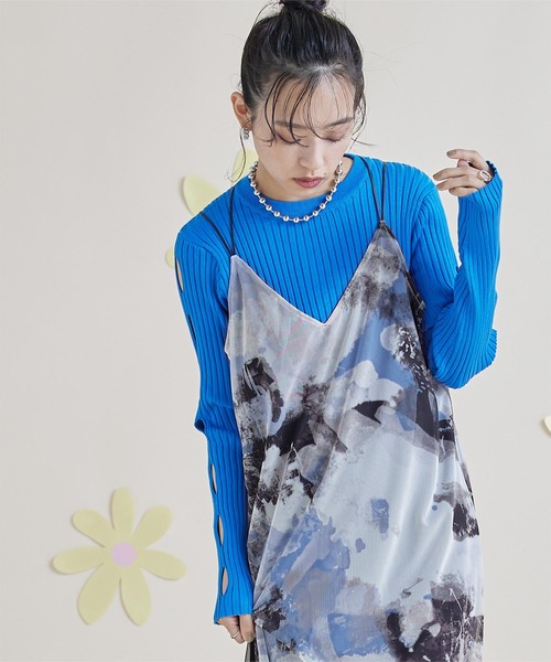 miette（ミエット）の「プリントチュールキャミソールワンピース（ワンピース・レディース・ホワイト/グレー・FREE）」の3枚目の写真