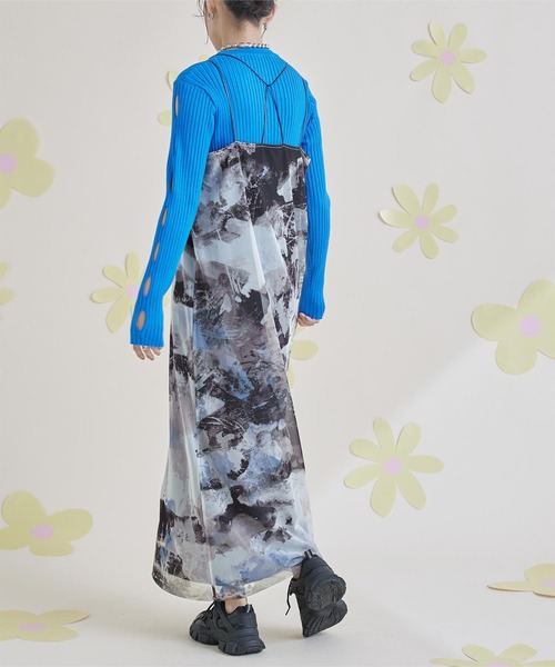 miette（ミエット）の「プリントチュールキャミソールワンピース（ワンピース・レディース・ホワイト/グレー・FREE）」の4枚目の写真