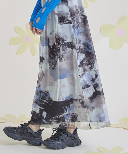 miette（ミエット）の「プリントチュールキャミソールワンピース（ワンピース・レディース・ホワイト/グレー・FREE）」の6枚目の写真