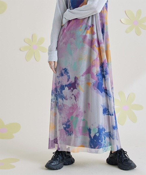 miette（ミエット）の「プリントチュールキャミソールワンピース（ワンピース・レディース・ホワイト/グレー・FREE）」の7枚目の写真