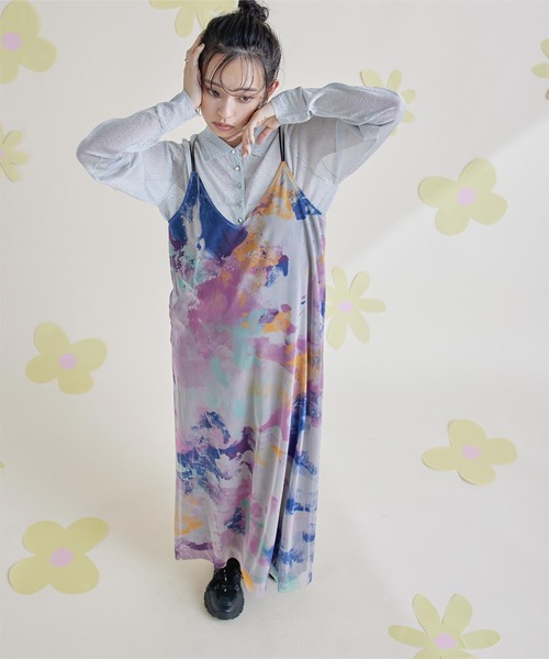 miette（ミエット）の「プリントチュールキャミソールワンピース（ワンピース・レディース・ホワイト/グレー・FREE）」の8枚目の写真