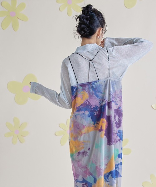 miette（ミエット）の「プリントチュールキャミソールワンピース（ワンピース・レディース・ホワイト/グレー・FREE）」の9枚目の写真