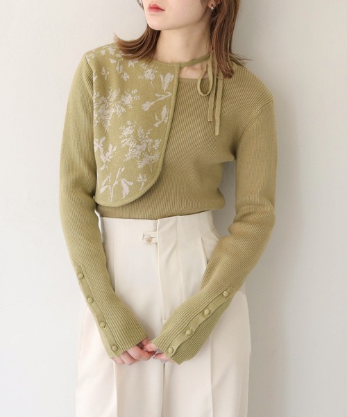 CLEIO（クレイオ）の「【CLEIO】ジャガードレイヤードニット/JACQUARD LAYERED KNIT/986-11622（ニット/セーター・レディース・アイボリー/ピンクベージュ/オリーブ・FREE）」の3枚目の写真