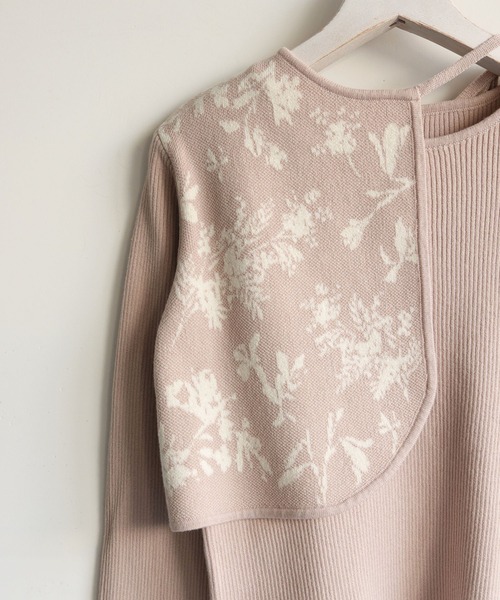 CLEIO（クレイオ）の「【CLEIO】ジャガードレイヤードニット/JACQUARD LAYERED KNIT/986-11622（ニット/セーター・レディース・アイボリー/ピンクベージュ/オリーブ・FREE）」の4枚目の写真