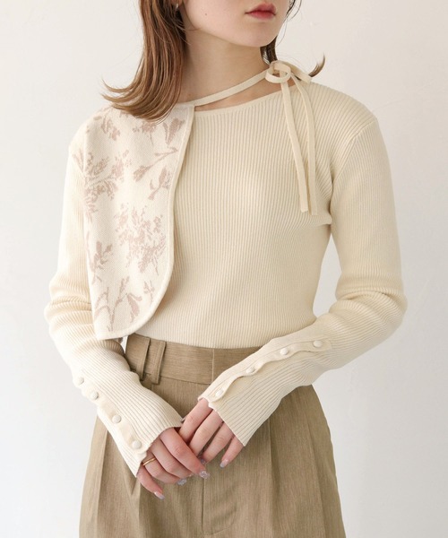 CLEIO（クレイオ）の「【CLEIO】ジャガードレイヤードニット/JACQUARD LAYERED KNIT/986-11622（ニット/セーター・レディース・アイボリー/ピンクベージュ/オリーブ・FREE）」の15枚目の写真