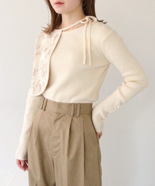 CLEIO（クレイオ）の「【CLEIO】ジャガードレイヤードニット/JACQUARD LAYERED KNIT/986-11622（ニット/セーター・レディース・アイボリー/ピンクベージュ/オリーブ・FREE）」の17枚目の写真