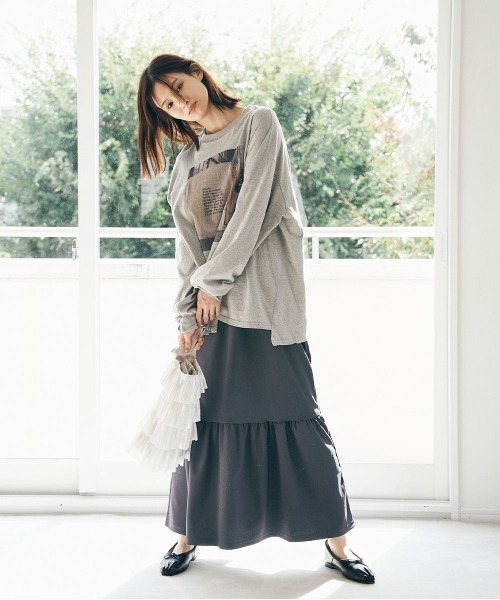 marjour（マージュール）の「RIB TIERED SKIRT（スカート・レディース・チャコール/ブラック・M/S）」の3枚目の写真