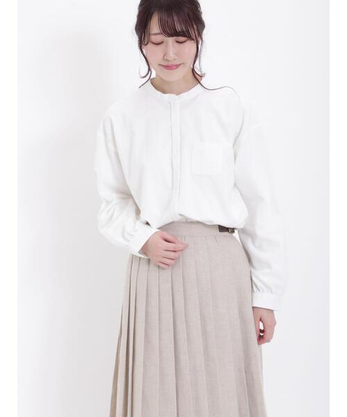 Samansa Mos2（サマンサ モスモス）の「【保温加工】バンドカラー比翼シャツ（シャツ/ブラウス・レディース・ベージュ/サックスブルー/ブラック/オフホワイト・F）」の14枚目の写真