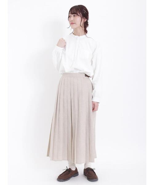 Samansa Mos2（サマンサ モスモス）の「【保温加工】バンドカラー比翼シャツ（シャツ/ブラウス・レディース・ベージュ/サックスブルー/ブラック/オフホワイト・F）」の16枚目の写真