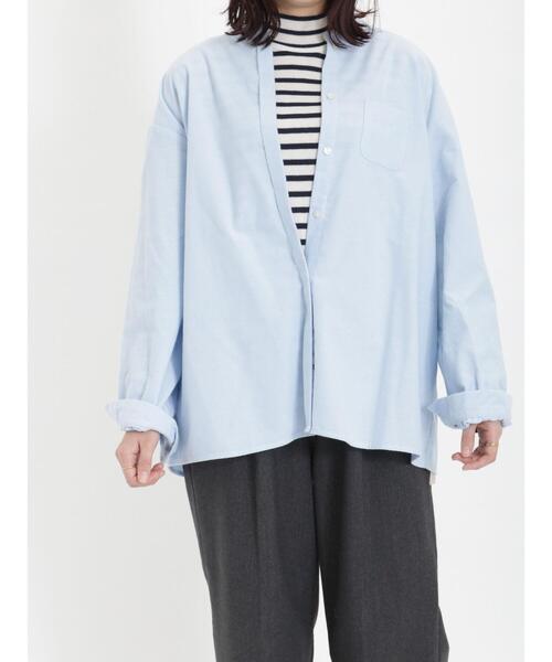 Samansa Mos2（サマンサ モスモス）の「【保温加工】バンドカラー比翼シャツ（シャツ/ブラウス・レディース・ベージュ/サックスブルー/ブラック/オフホワイト・F）」の17枚目の写真