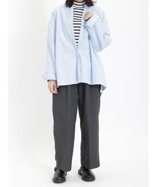 Samansa Mos2（サマンサ モスモス）の「【保温加工】バンドカラー比翼シャツ（シャツ/ブラウス・レディース・ベージュ/サックスブルー/ブラック/オフホワイト・F）」の18枚目の写真