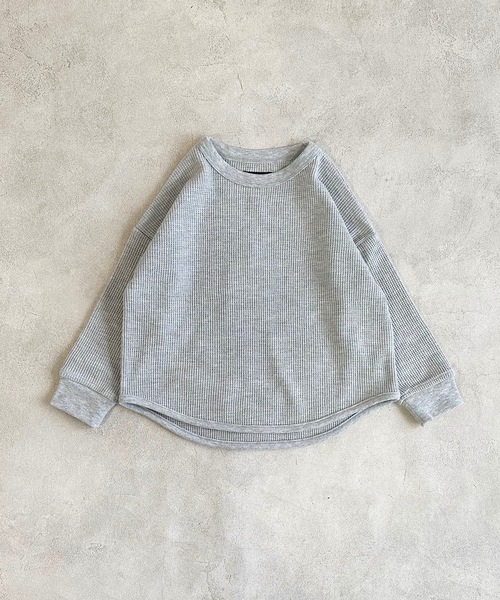 Life Support Products（ライフサポートプロダクツ）の「ワッフルロンT（80～150cm）（Tシャツ/カットソー・キッズ・ピンク/グレー系その他2/チャコール/グレー系その他/グリーン系その他/オレンジ/ブルー/ライトグリーン/ホワイト系その他/杢グレー/ベージュ/ライトブルー/ブラウン/オフホワイト・110/150/100/120/90/80/140/95/130）」の4枚目の写真