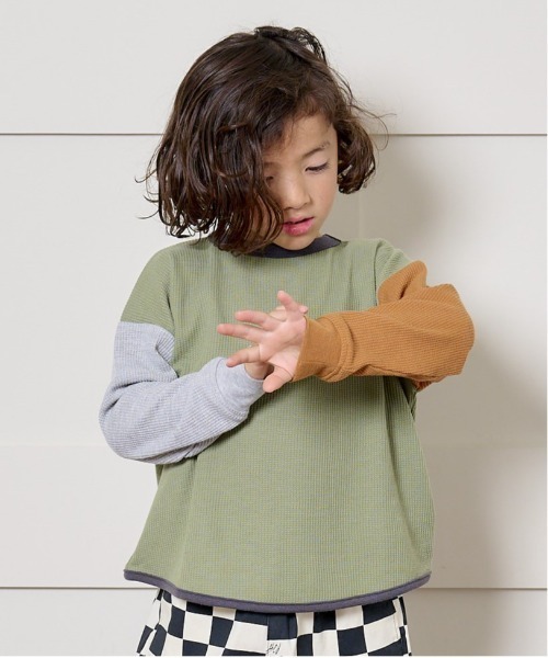 Life Support Products（ライフサポートプロダクツ）の「ワッフルロンT（80～150cm）（Tシャツ/カットソー・キッズ・ピンク/グレー系その他2/チャコール/グレー系その他/グリーン系その他/オレンジ/ブルー/ライトグリーン/ホワイト系その他/杢グレー/ベージュ/ライトブルー/ブラウン/オフホワイト・110/150/100/120/90/80/140/95/130）」の10枚目の写真