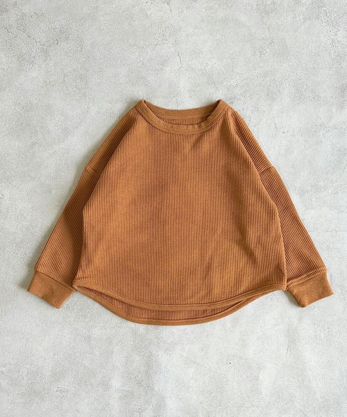 Life Support Products（ライフサポートプロダクツ）の「ワッフルロンT（80～150cm）（Tシャツ/カットソー・キッズ・ピンク/グレー系その他2/チャコール/グレー系その他/グリーン系その他/オレンジ/ブルー/ライトグリーン/ホワイト系その他/杢グレー/ベージュ/ライトブルー/ブラウン/オフホワイト・110/150/100/120/90/80/140/95/130）」の8枚目の写真