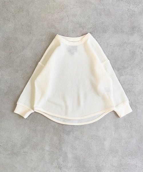 Life Support Products（ライフサポートプロダクツ）の「ワッフルロンT（80～150cm）（Tシャツ/カットソー・キッズ・ピンク/グレー系その他2/チャコール/グレー系その他/グリーン系その他/オレンジ/ブルー/ライトグリーン/ホワイト系その他/杢グレー/ベージュ/ライトブルー/ブラウン/オフホワイト・110/150/100/120/90/80/140/95/130）」の2枚目の写真