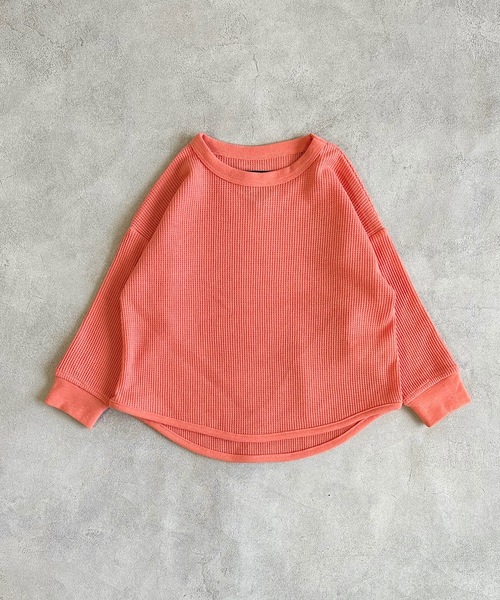 Life Support Products（ライフサポートプロダクツ）の「ワッフルロンT（80～150cm）（Tシャツ/カットソー・キッズ・ピンク/グレー系その他2/チャコール/グレー系その他/グリーン系その他/オレンジ/ブルー/ライトグリーン/ホワイト系その他/杢グレー/ベージュ/ライトブルー/ブラウン/オフホワイト・110/150/100/120/90/80/140/95/130）」の14枚目の写真