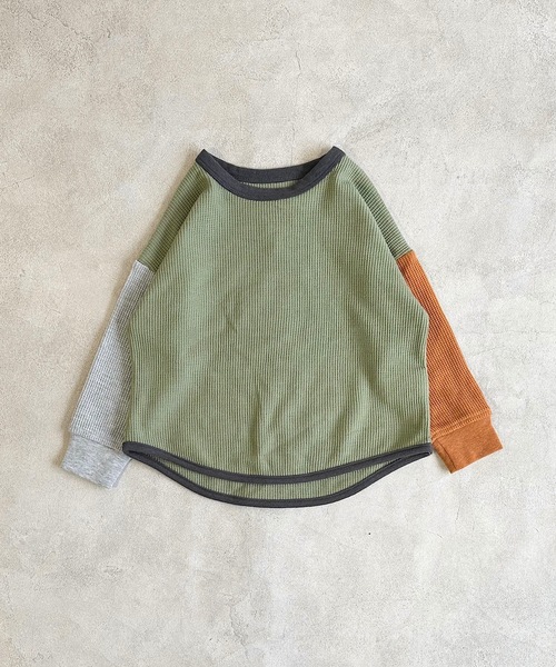 Life Support Products（ライフサポートプロダクツ）の「ワッフルロンT（80～150cm）（Tシャツ/カットソー・キッズ・ピンク/グレー系その他2/チャコール/グレー系その他/グリーン系その他/オレンジ/ブルー/ライトグリーン/ホワイト系その他/杢グレー/ベージュ/ライトブルー/ブラウン/オフホワイト・110/150/100/120/90/80/140/95/130）」の18枚目の写真