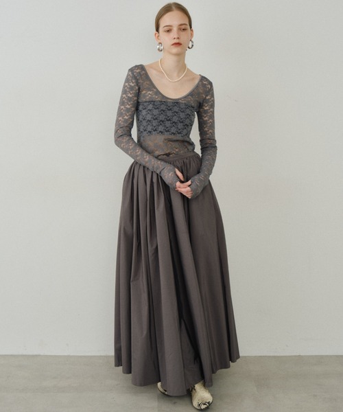 yae ボリュームタフタスカート　ブラック　36 セール】Voluminous taffeta skirt/ボリュームタフタスカート