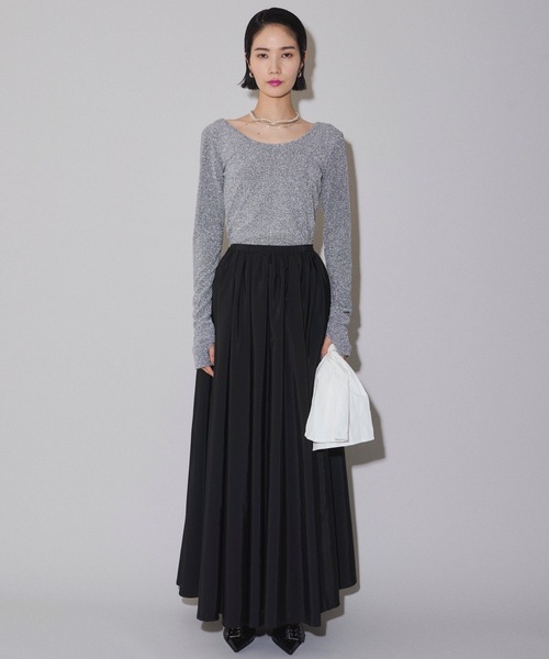 yae ボリュームタフタスカート　ブラック　36 セール】Voluminous taffeta skirt/ボリュームタフタスカート