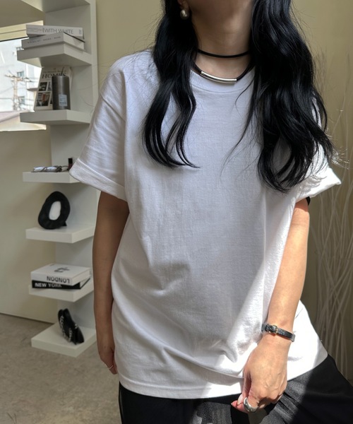 ULEULA(ウルア)の「ルーズベーシックT オーバーサイズ 半袖tee トップス(Tシャツ/カットソー・レディース・ホワイト/ブラック・FREE)」の11枚目の写真