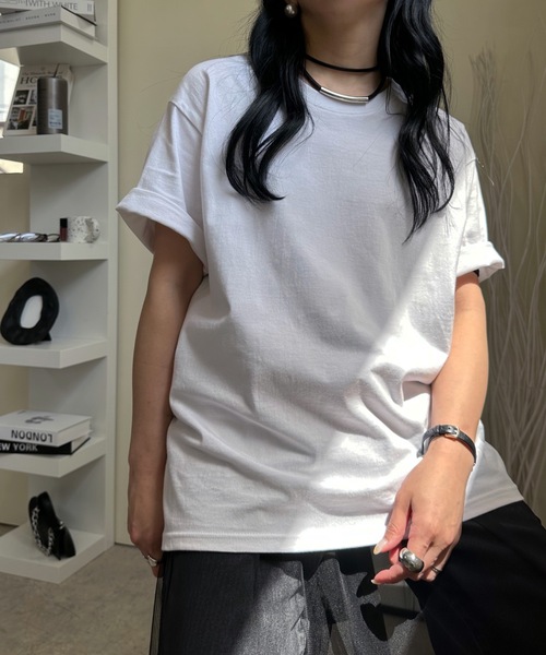 ULEULA(ウルア)の「ルーズベーシックT オーバーサイズ 半袖tee トップス(Tシャツ/カットソー・レディース・ホワイト/ブラック・FREE)」の12枚目の写真