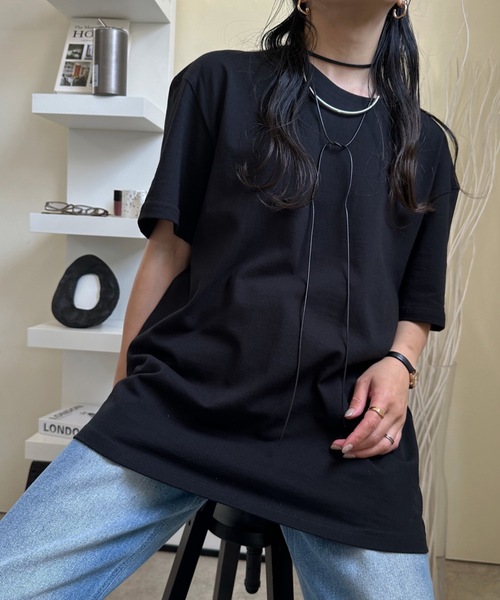 ULEULA(ウルア)の「ルーズベーシックT オーバーサイズ 半袖tee トップス(Tシャツ/カットソー・レディース・ホワイト/ブラック・FREE)」の17枚目の写真