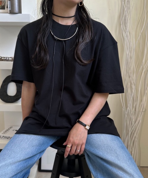 ULEULA(ウルア)の「ルーズベーシックT オーバーサイズ 半袖tee トップス(Tシャツ/カットソー・レディース・ホワイト/ブラック・FREE)」の18枚目の写真